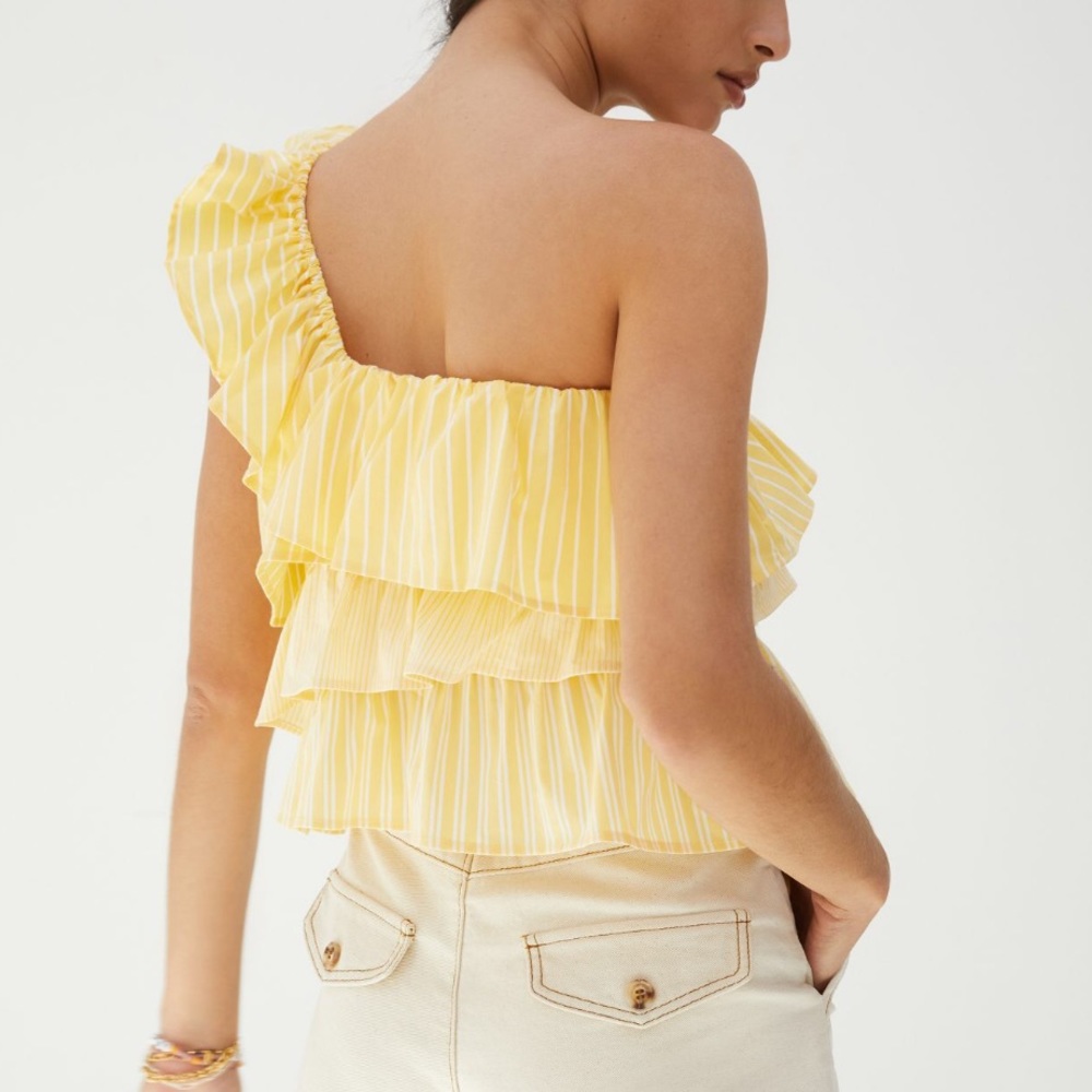 NWT Anthropologie Ruffled One-Shoulder Blouse. - Picture 2 of 8